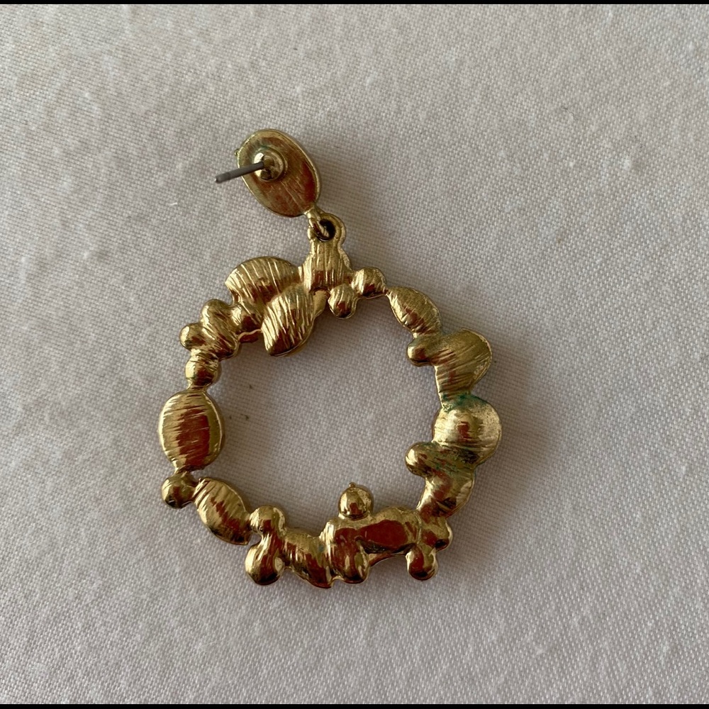 Amber Rhinestone Loop Earrings - Picture 3 of 4